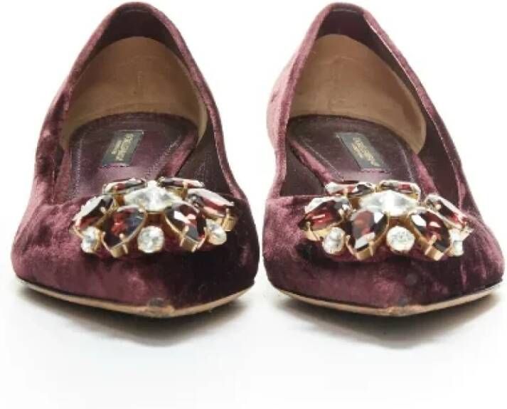 Dolce & Gabbana Pre-owned Velvet heels Purple Dames