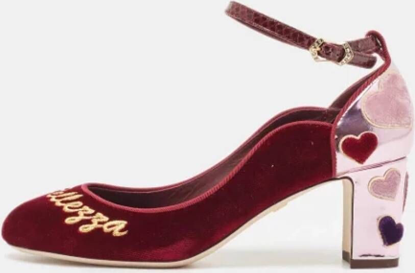 Dolce & Gabbana Pre-owned Velvet heels Red Dames