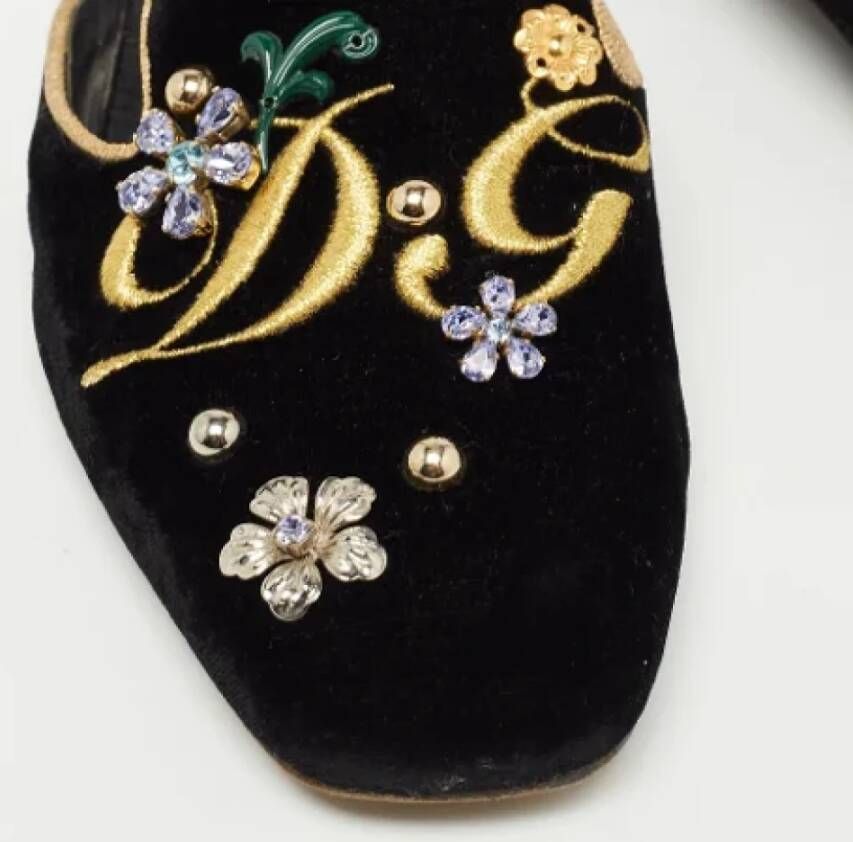 Dolce & Gabbana Pre-owned Velvet mules Black Dames