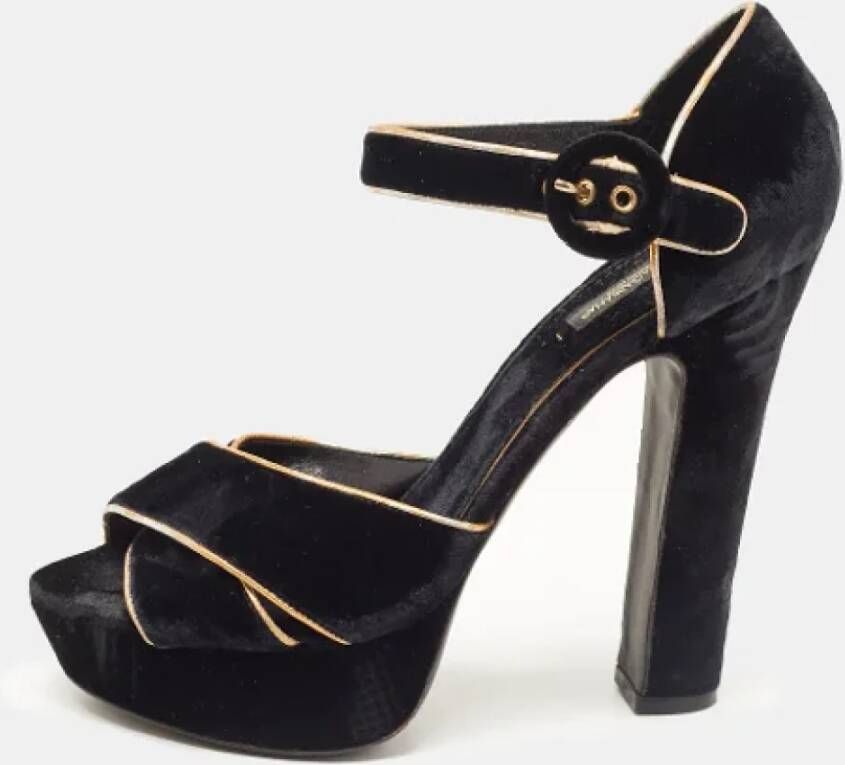 Dolce & Gabbana Pre-owned Velvet sandals Black Dames