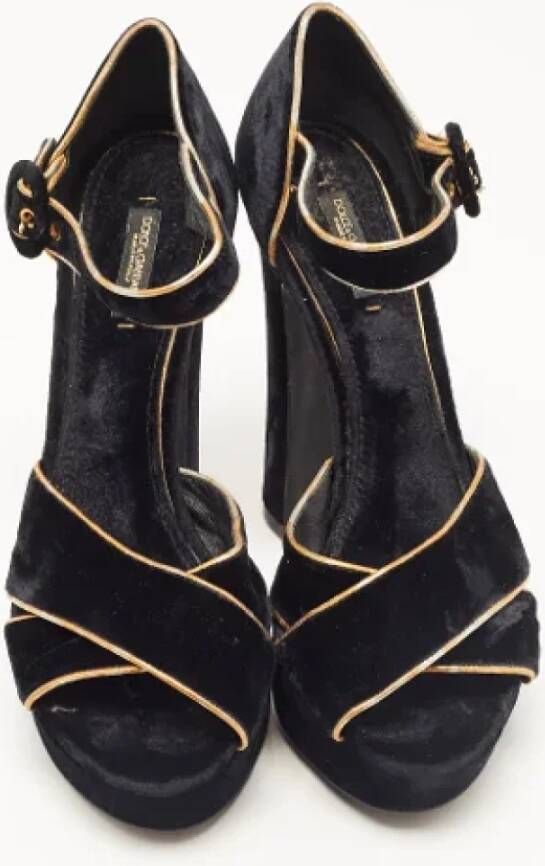 Dolce & Gabbana Pre-owned Velvet sandals Black Dames