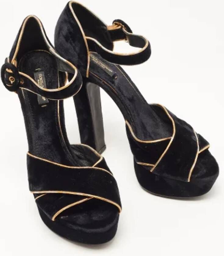 Dolce & Gabbana Pre-owned Velvet sandals Black Dames