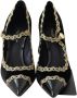 Dolce & Gabbana Zwarte Velvet Gouden Mary Janes Pumps Black Dames - Thumbnail 2