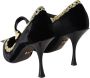 Dolce & Gabbana Zwarte Velvet Gouden Mary Janes Pumps Black Dames - Thumbnail 4