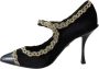 Dolce & Gabbana Zwarte Velvet Gouden Mary Janes Pumps Black Dames - Thumbnail 5