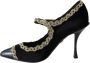 Dolce & Gabbana Zwarte Velvet Gouden Mary Janes Pumps Black Dames - Thumbnail 11