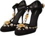 Dolce & Gabbana Zwarte Mesh Kristal T-strap Hakken Black Dames - Thumbnail 2