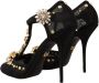 Dolce & Gabbana Zwarte Mesh Kristal T-strap Hakken Black Dames - Thumbnail 3
