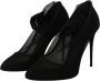 Dolce & Gabbana Zwarte Tule Stretch Laarzen Pumps Schoenen Black Dames - Thumbnail 10