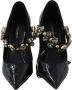 Dolce & Gabbana Zwart lederen kristallen schoenen Mary Jane pumps - Thumbnail 6