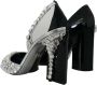 Dolce & Gabbana Zwart Zilver Kristal Dubbel Ontwerp Hoge Hakken Schoenen Multicolor Dames - Thumbnail 4