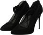 Dolce & Gabbana Zwarte Tule Stretch Laarzen Pumps Schoenen Black Dames - Thumbnail 3