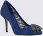Dolce & Gabbana Elegante Kant Hakken met Juweelversiering Blue Dames - Thumbnail 4