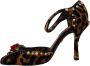 Dolce & Gabbana Luipaard Enkelband Sandalen met Bloemversieringen Brown Dames - Thumbnail 5