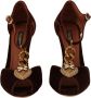 Dolce & Gabbana Maroon Velvet Devotion Heart Hakken Sandalen Brown Dames - Thumbnail 3