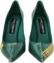 Dolce & Gabbana Groene Leren Hakken Pumps met Multicolor Detail Green Dames - Thumbnail 4