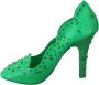 Dolce & Gabbana Groene Kristallen Bloemen Cinderella Hakken Green Dames - Thumbnail 7