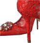 Dolce & Gabbana Rode Kristallen Kant Hakken Pumps Red Dames - Thumbnail 8