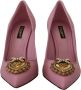 Dolce & Gabbana Pink Leather Heart Devotion Heels Pumps Shoes Roze Dames - Thumbnail 7