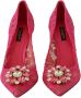 Dolce & Gabbana Pink Taormina Lace Crystal Heels Pumps Shoes Roze Dames - Thumbnail 6