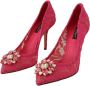Dolce & Gabbana Pink Taormina Lace Crystal Heels Pumps Shoes Roze Dames - Thumbnail 7