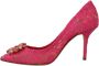 Dolce & Gabbana Pink Taormina Lace Crystal Heels Pumps Shoes Roze Dames - Thumbnail 9