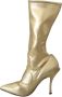 Dolce & Gabbana Gouden Kristalbloem Geborduurde Booties Yellow Dames - Thumbnail 14