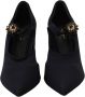 Dolce & Gabbana Black Lace Crystals Heels Mary Jane Pumps Shoes Zwart Dames - Thumbnail 6