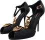 Dolce & Gabbana Zwarte Leren Gouden Devotion Heart Sandalen Black Dames - Thumbnail 5