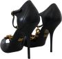 Dolce & Gabbana Zwarte Leren Gouden Devotion Heart Sandalen Black Dames - Thumbnail 6