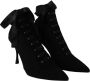 Dolce & Gabbana Zwarte Stretch Enkellaarzen Black Dames - Thumbnail 6