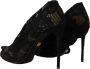 Dolce & Gabbana Zwarte Stretchkousen Taormina Kantlaarzen Black Dames - Thumbnail 4