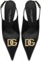 Dolce & Gabbana Glanzend Leren Slingback Pumps met Gouden Metalen DG Monogram Black Dames - Thumbnail 11