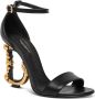 Dolce & Gabbana Zwarte Leren Barok Hak Sandalen Black Dames - Thumbnail 3