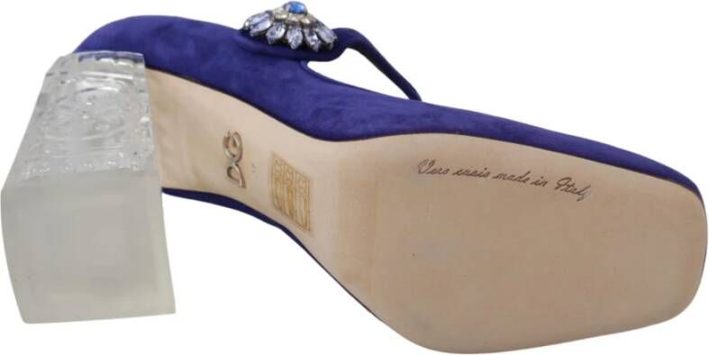 Dolce & Gabbana Purple Suede Crystal Pumps Heels Shoes Paars Dames