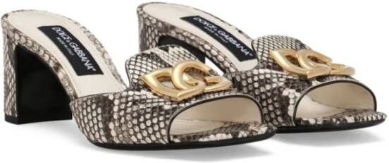 Dolce & Gabbana Python Mule Sandalen met Metalen Logo