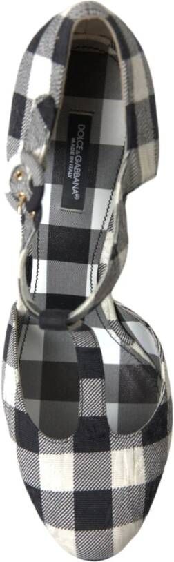 Dolce & Gabbana Gingham T-Strap Mary Jane Hakken Multicolor Dames