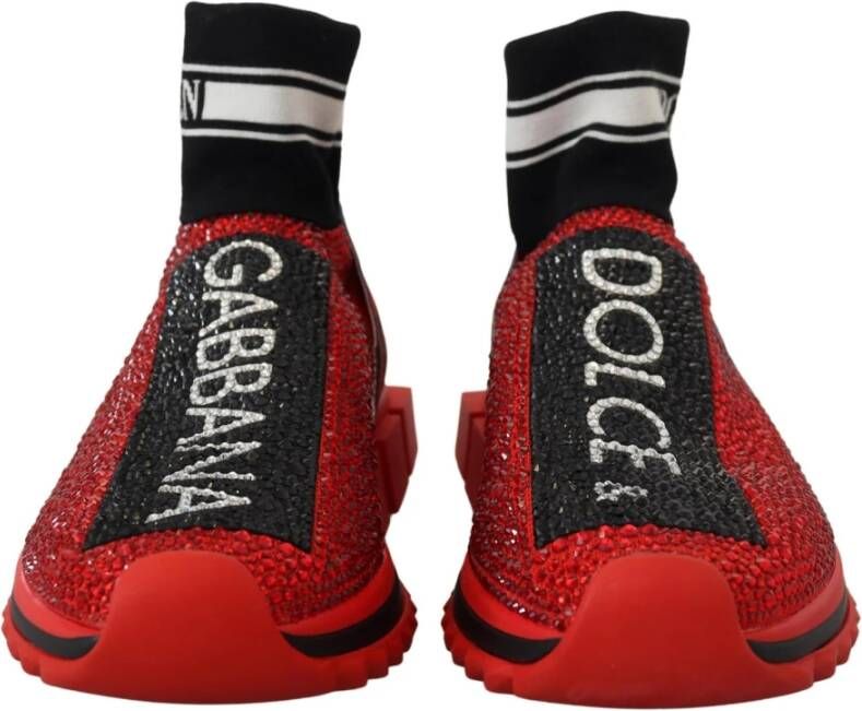 Dolce & Gabbana Rode Crystal Slip-On Sneakers Rood Dames