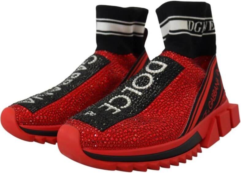 Dolce & Gabbana Rode Crystal Slip-On Sneakers Rood Dames