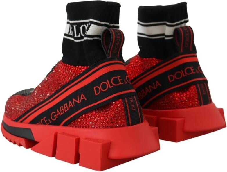 Dolce & Gabbana Rode Crystal Slip-On Sneakers Rood Dames