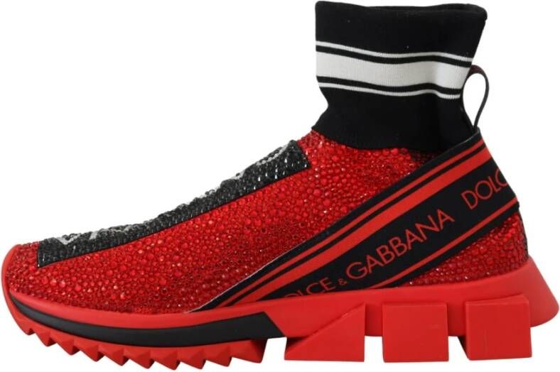 Dolce & Gabbana Rode Crystal Slip-On Sneakers Rood Dames