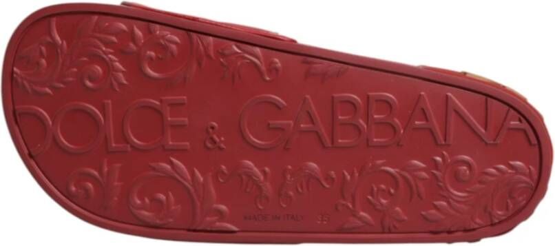 Dolce & Gabbana Rode Devotie Leren Slides Schoenen