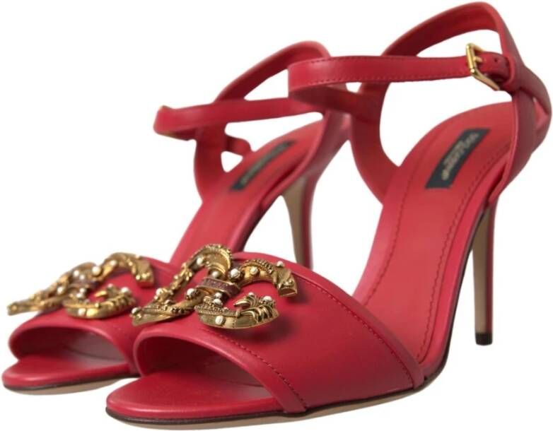 Dolce & Gabbana Rode Enkelband Stiletto Hakken Sandalen Red Dames