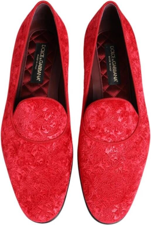 Dolce & Gabbana Rode Jacquard Loafers voor Formele Gelegenheden