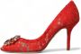 Dolce & Gabbana Rode Taormina Kant Kristal Hakken Pumps Rood Dames - Thumbnail 13