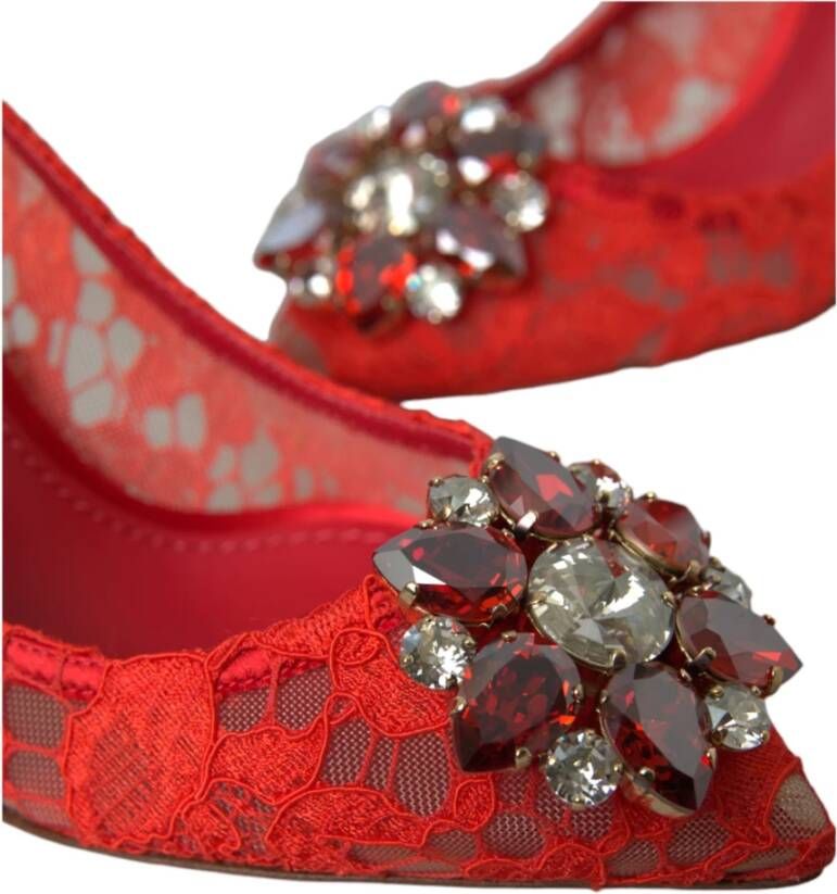 Dolce & Gabbana Rode Kant Kristal Hakken Red Dames