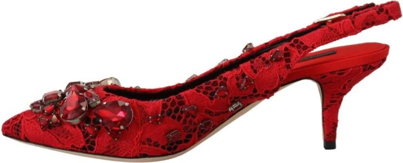 Dolce & Gabbana Rode Kristal Hak Mary Jane Schoenen Red Dames