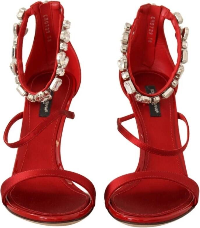 Dolce & Gabbana Rode Kristalversierde Hak Sandalen Red Dames