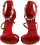 Dolce & Gabbana Rode Kristalversierde Hak Sandalen Red Dames - Thumbnail 2