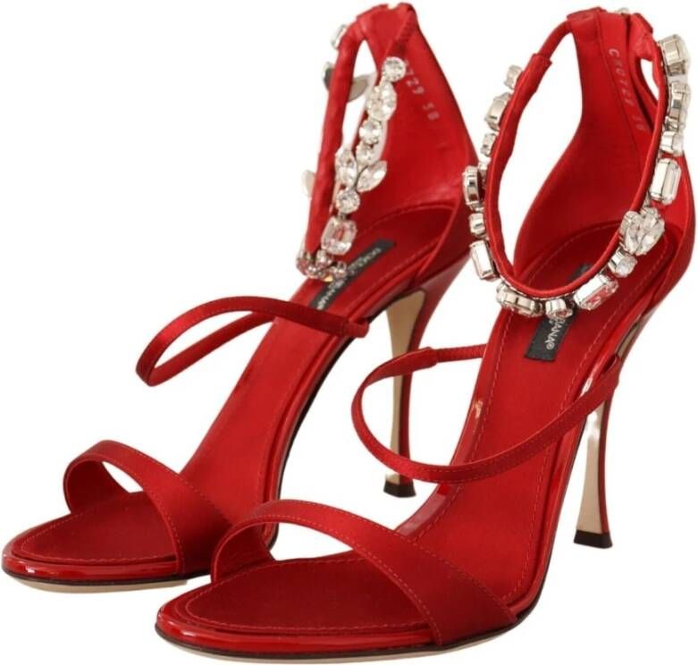 Dolce & Gabbana Rode Kristalversierde Hak Sandalen Red Dames